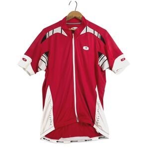 SUGOI Mens XXL Short Sleeve Cycling Jersey Red Pockets‎ Full Zip Grip Hem